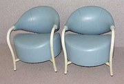1960s blue leather metal armch