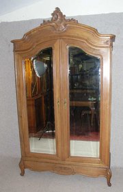 Walnut 2 Door Louis XV Armoire