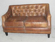 tan leather settee