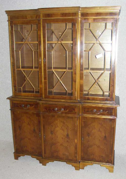 1960s yew wood bookcase in good condition , in 2 parts 2 shelves above 