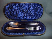 antique silver boxed christening set Boxed Christening Set