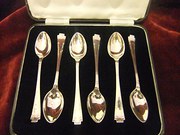 antique silver boxed set of silver coffee spo Boxed Set of Silver Coffee Spo
