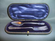 antique silver silver christening set Silver Christening Set