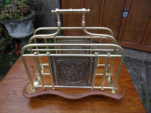 Aesthetic movement Brass magazine rack