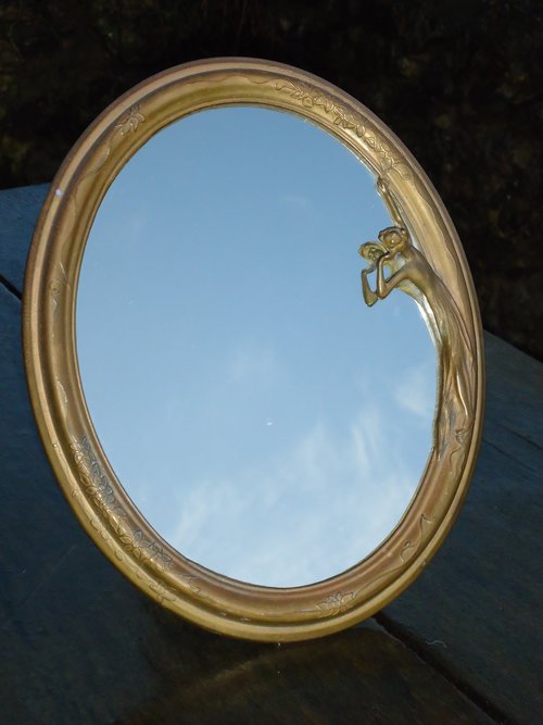 Art Nouveau vanity Maiden mirror