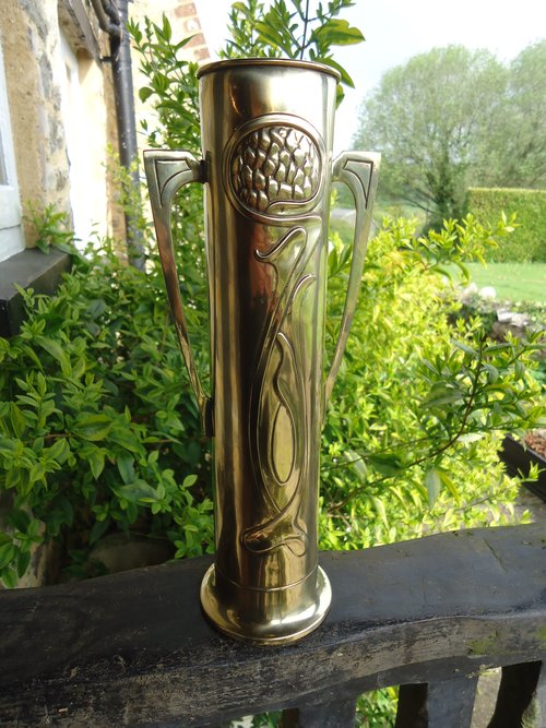 Arts & Crafts 2 handled brass vase by Beldray