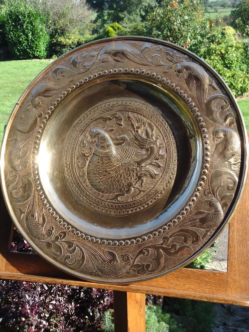 Arts & Crafts Brass Persian Charger. Keswick
