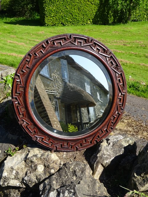 Arts & Crafts Celtic oak mirror