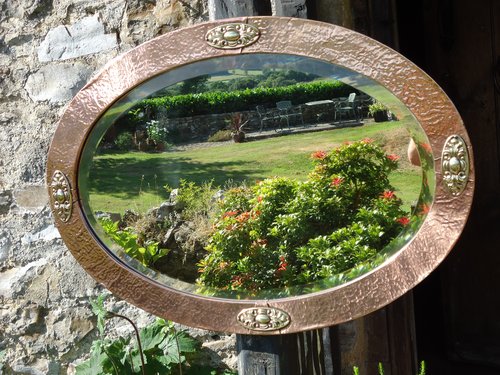 Arts & Crafts Copper Oval mirror