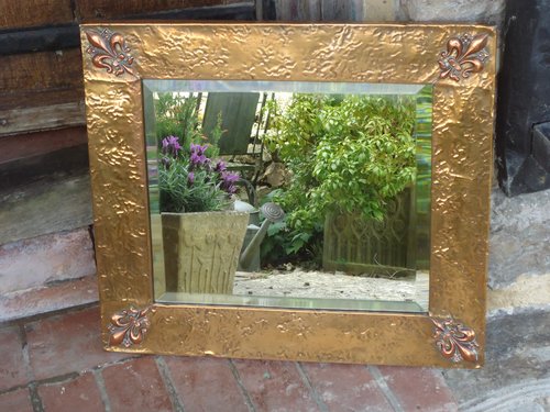 Arts & Crafts Copper mirror.