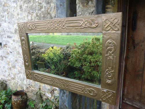 Arts & Crafts Glasgow school brass mirror