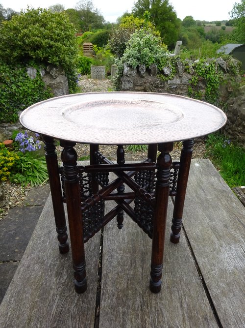 Arts & Crafts Liberty table with copper tray top