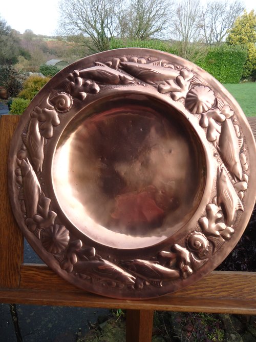 Arts & Crafts Newlyn copper charger