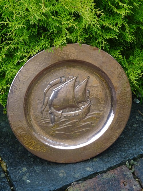 Arts & Crafts Newlyn school copper charger.