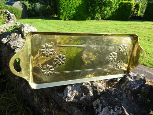 Arts & Crafts Scottish school brass tray