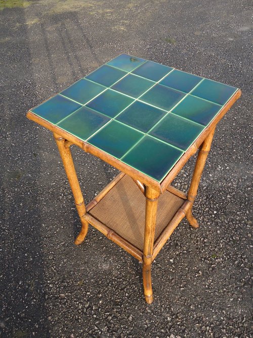 Arts & Crafts bamboo tiled top table