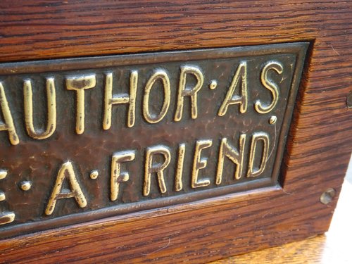 Arts & Crafts bookstand with motto