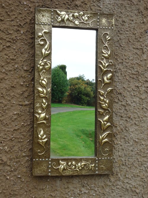 Arts & Crafts brass hall mirror