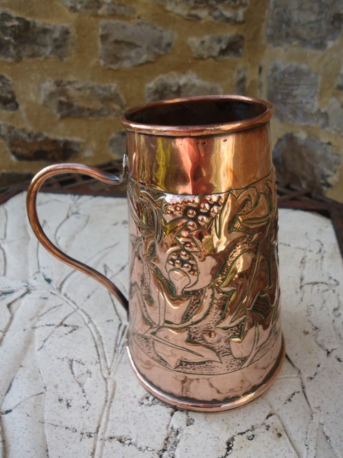 Arts & Crafts copper vase with handle - Yattendon