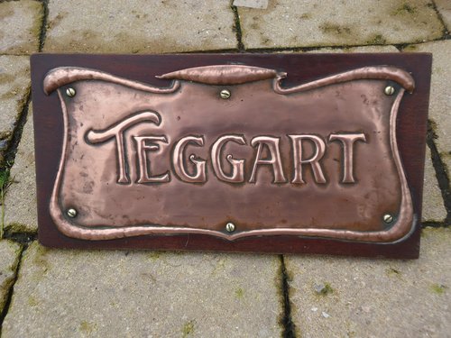 Arts & Crafts copper door plate - Teggart