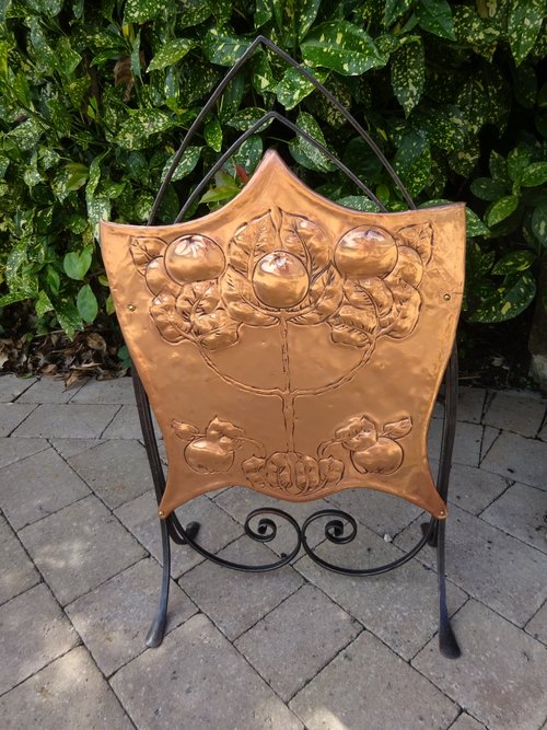 Arts & Crafts copper fire screen