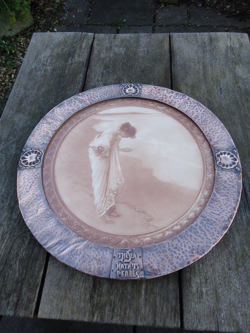Arts & Crafts copper framed print. Shell seeker