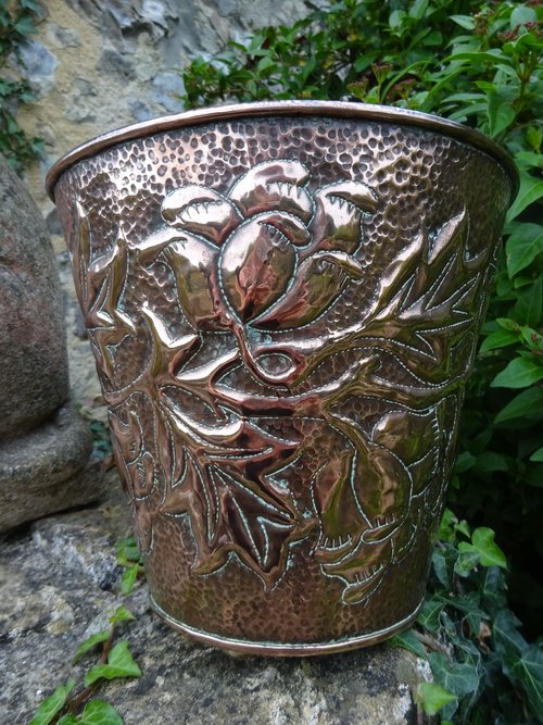 Arts & Crafts copper jardiniere. John Williams