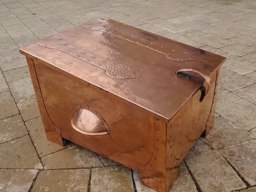 Arts & Crafts copper log box.