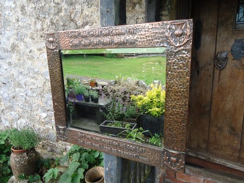 Arts & Crafts copper mirror - Robbie Burns