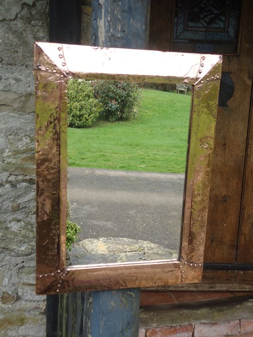 Arts & Crafts copper mirror
