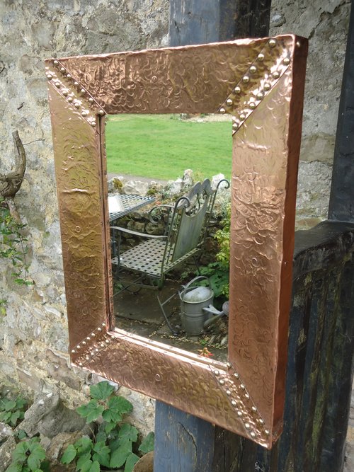 Arts & Crafts copper mirror