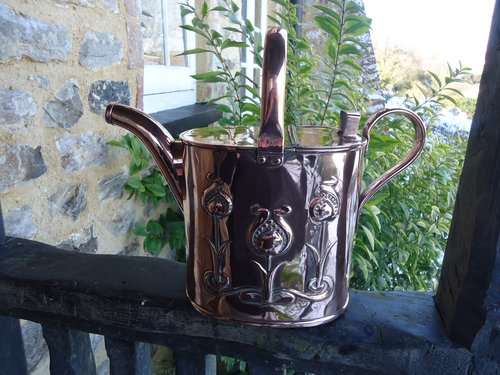 Arts & Crafts copper watering can. Sankey