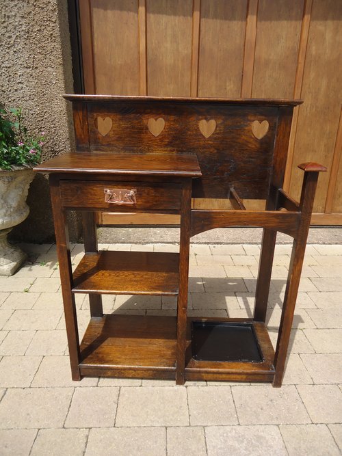 Arts & Crafts hall table with umbrella holder