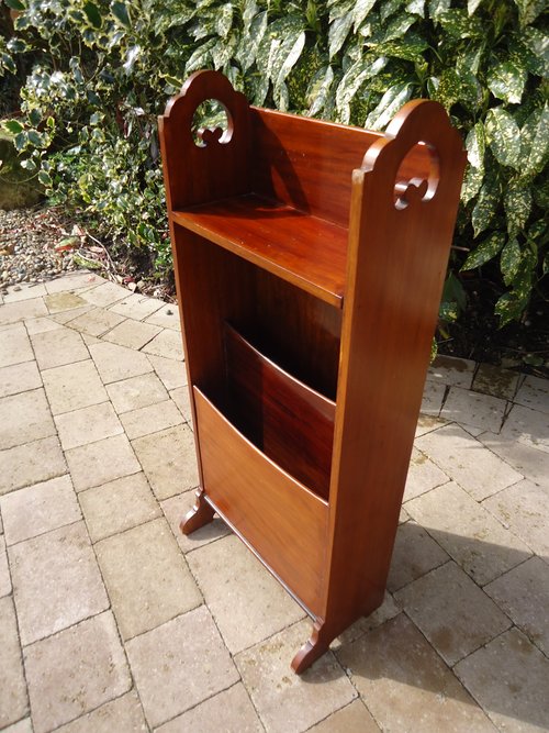 Arts & Crafts magazine stand in walnut