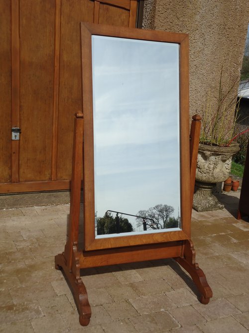Arts & Crafts oak Cheval mirror