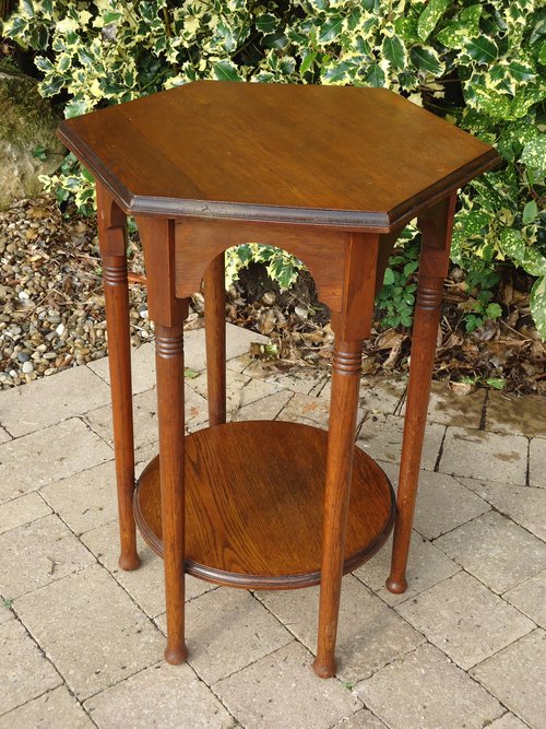 Arts & Crafts oak Moorish table.