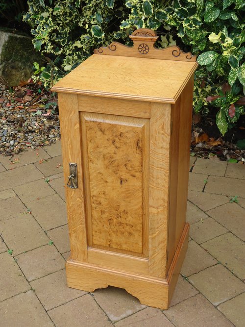 Arts & Crafts oak bedside cupboard