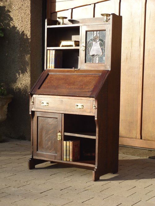 Arts & Crafts oak bureau bookcase for Liberty