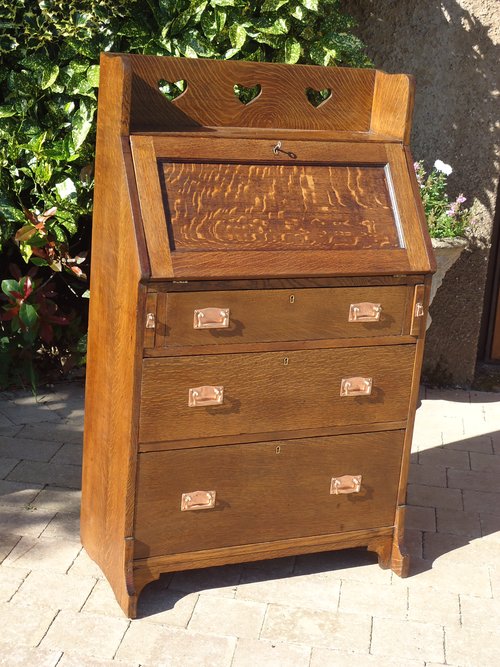 Arts & Crafts oak bureau for Liberty