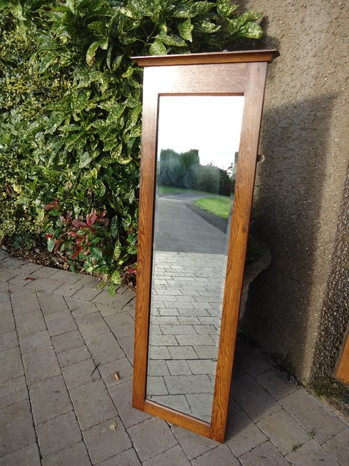 Arts & Crafts oak hall mirror