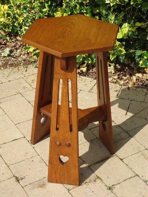 Arts & Crafts table with pierced hearts - Liberty