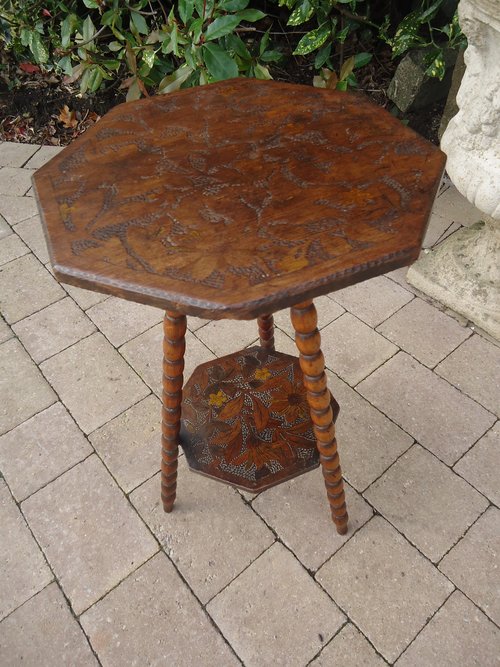 Arts & Crafts poker work lamp table
