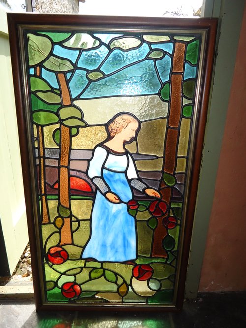 Arts & Crafts stained glass window panel
