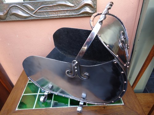 Arts & Crafts steel coal bucket
