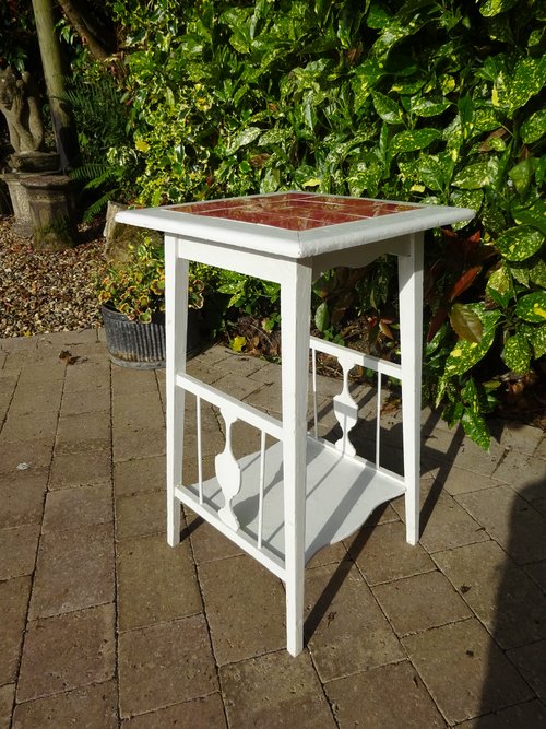 Arts & Crafts tiled top painted table