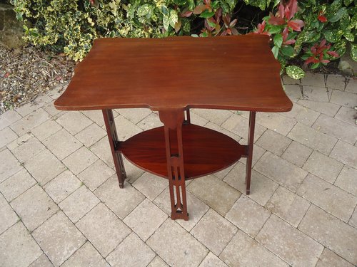 Arts & Crafts two tiered table in walnut