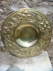 Arts  crafts brass charger wit
