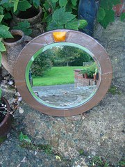 Arts  crafts copper mirror wit