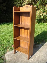 Arts  crafts narrow oak bookca