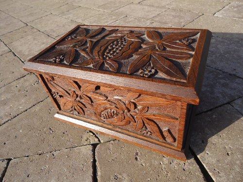 Beautifully carved Arts & Crafts casket